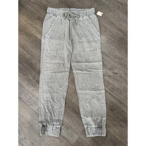 Anthropologie Cloth & Stone Tencel Paint Splattered Joggers Slate XS NWT